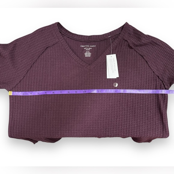 AMERICIAN EAGLE Soft & Sexy Waffle Knit Long Sleeve Tee Top Burgundy NWT Small - Picture 7 of 11